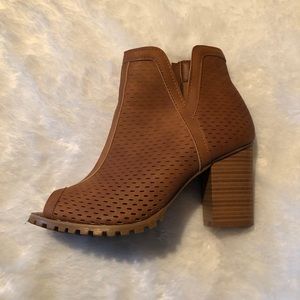 Seven7 Peep Toe Chunky Heel Booties